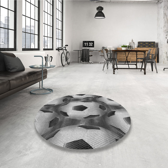 Round Patterned Dark Gray Rug in a Office, pat3121gry