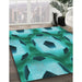 Machine Washable Transitional Teal Green Rug in a Family Room, wshpat3121lblu