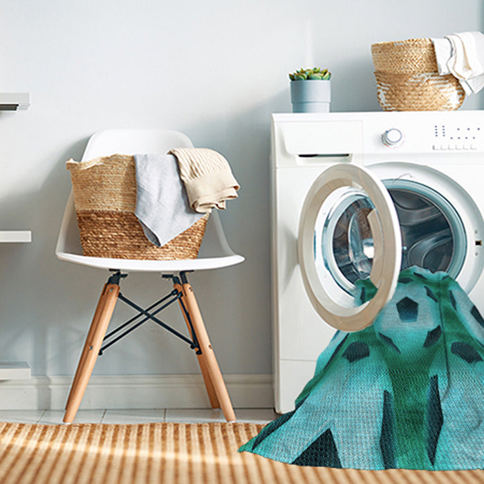 Machine Washable Transitional Teal Green Rug in a Washing Machine, wshpat3121lblu