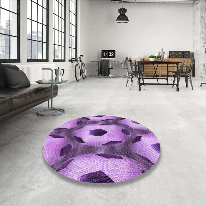 Round Patterned Violet Purple Rug in a Office, pat3121pur