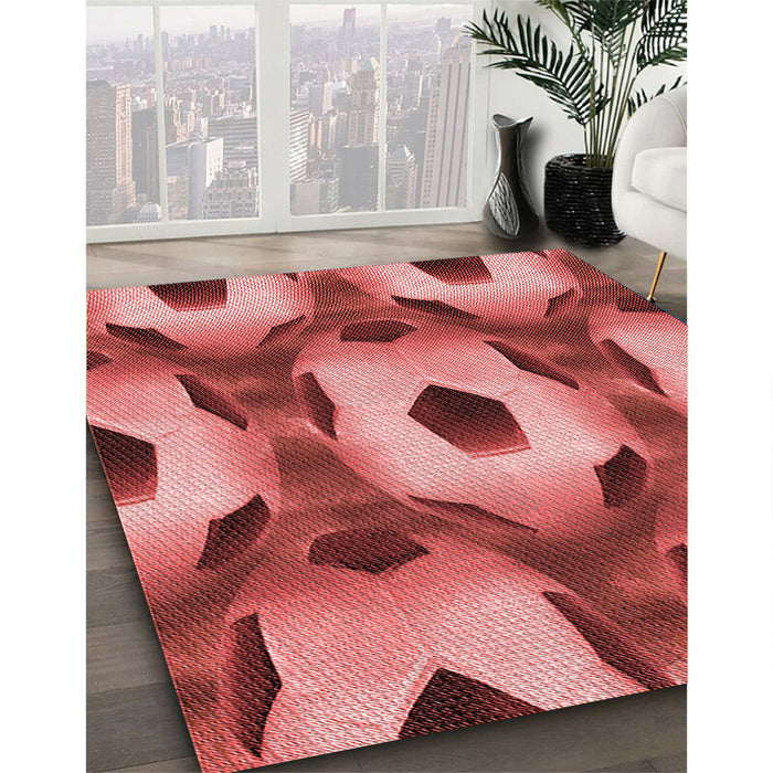 Patterned Red Rug in Family Room, pat3121rd
