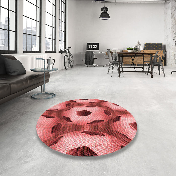 Round Patterned Red Rug in a Office, pat3121rd