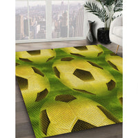 Patterned Golden Brown Yellow Rug, pat3121yw