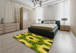 Patterned Golden Brown Yellow Rug in a Bedroom, pat3121yw