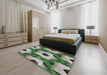 Patterned Forest Green Novelty Rug in a Bedroom, pat3121