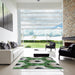 Square Patterned Forest Green Novelty Rug in a Living Room, pat3121