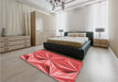 Patterned Red Rug in a Bedroom, pat3122rd