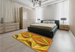 Patterned Yellow Rug in a Bedroom, pat3122yw