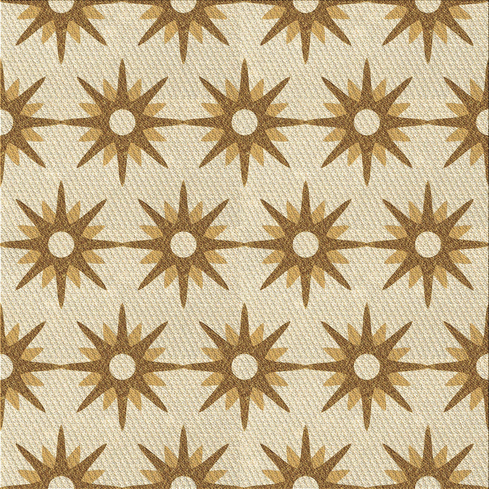 Round Patterned Khaki Gold Rug, pat3123brn
