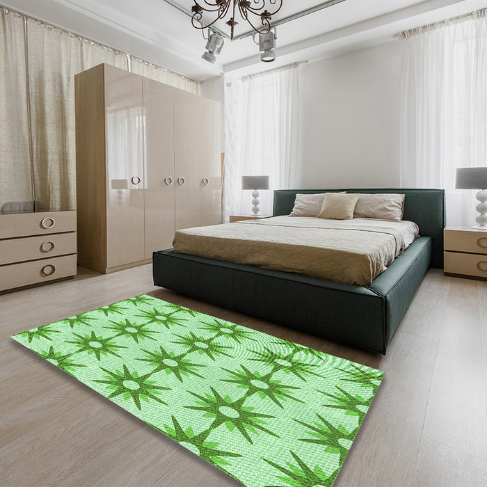 Patterned Light Green Rug in a Bedroom, pat3123grn