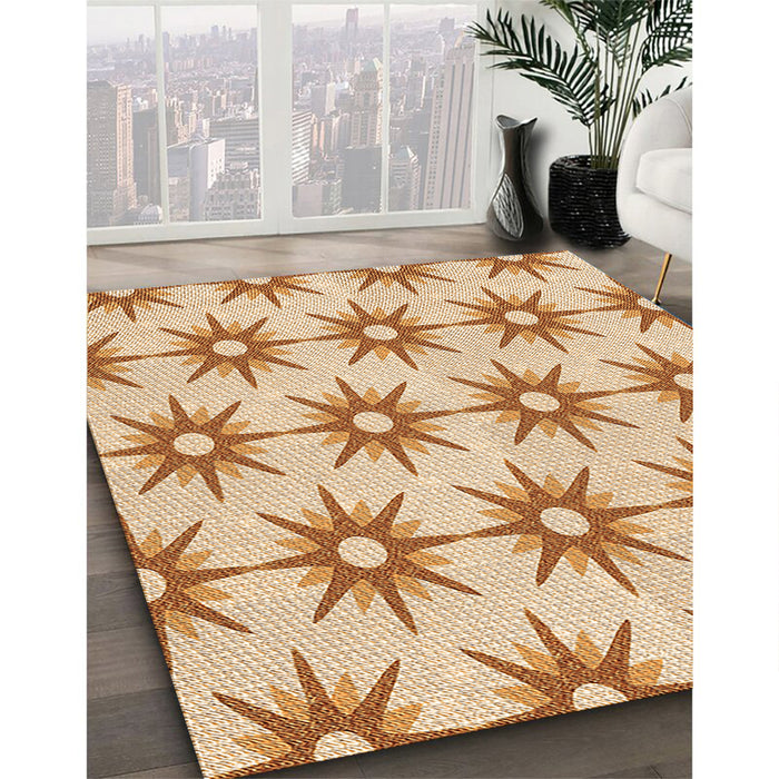 Patterned Khaki Gold Rug in Family Room, pat3123org