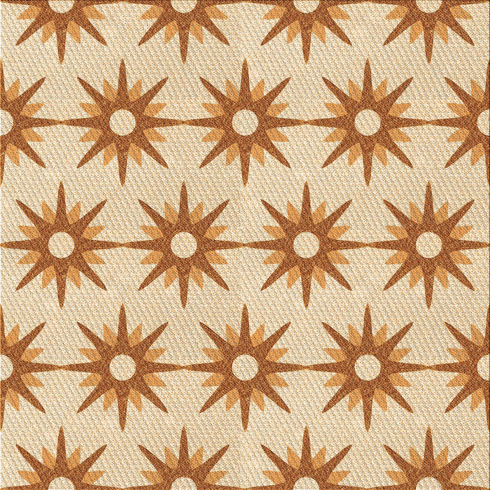Round Patterned Khaki Gold Rug, pat3123org