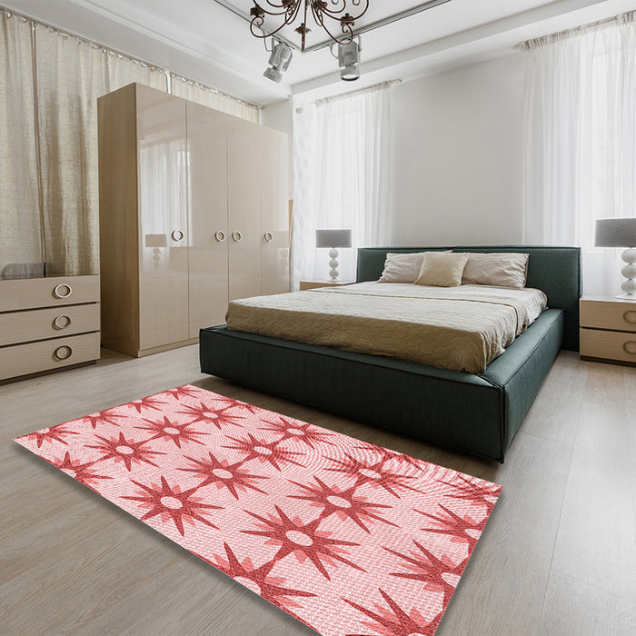 Patterned Pink Rug in a Bedroom, pat3123rd