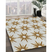 Patterned Dark Gold Brown Novelty Rug, pat3123