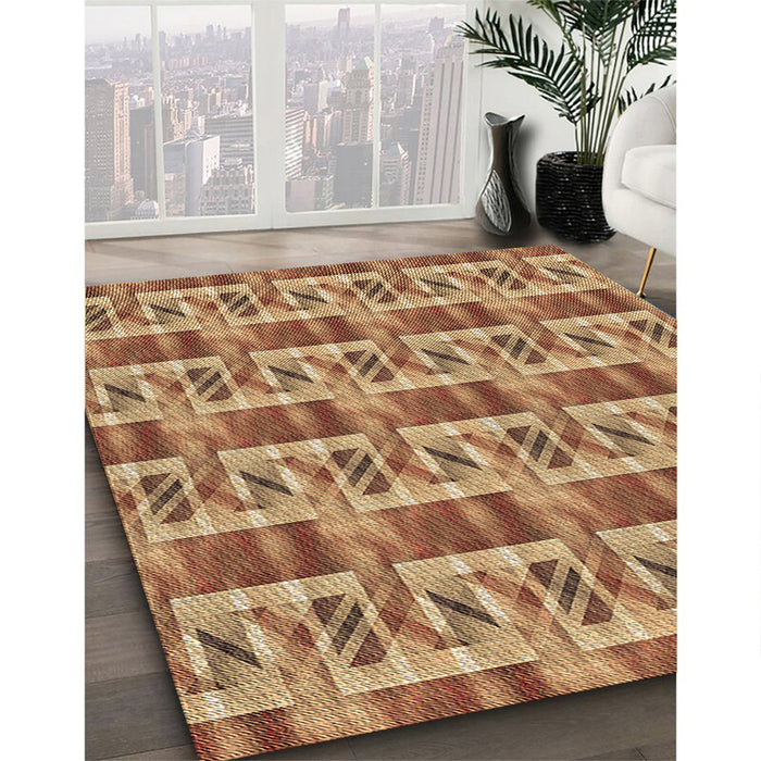 Machine Washable Transitional Orange Rug in a Family Room, wshpat3124brn