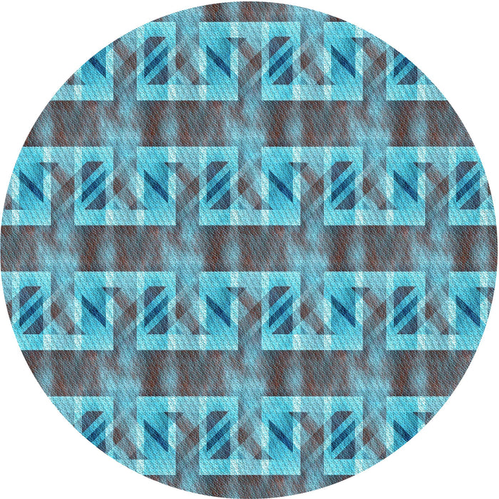 Square Patterned Bright Turquoise Blue Rug, pat3124lblu