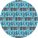 Square Patterned Bright Turquoise Blue Rug, pat3124lblu