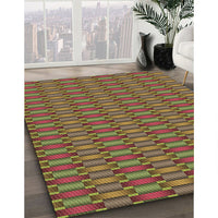 Patterned Brown Red Rug, pat3127brn