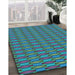 Machine Washable Transitional Dark Turquoise Green Rug in a Family Room, wshpat3127lblu