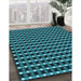 Patterned Dark Turquoise Green Rug in Family Room, pat3128lblu