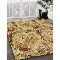 Patterned Saffron Yellow Rug, pat3129brn