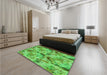 Patterned Emerald Green Rug in a Bedroom, pat3129grn