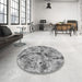 Round Patterned Cloud Gray Rug in a Office, pat3129gry