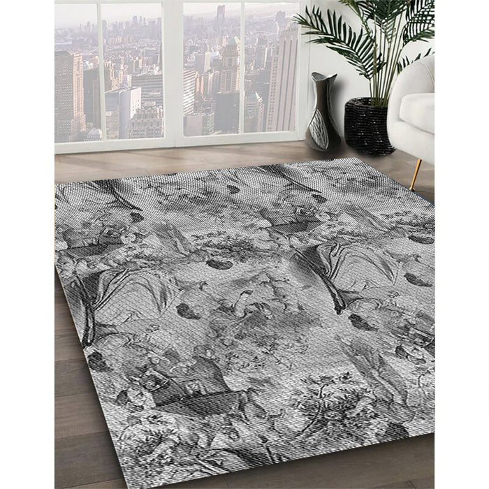 Patterned Cloud Gray Rug in Family Room, pat3129gry