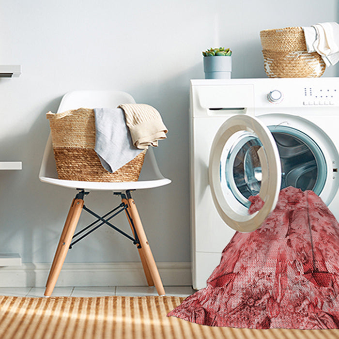 Machine Washable Transitional Light Coral Pink Rug in a Washing Machine, wshpat3129rd