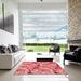 Square Patterned Light Coral Pink Rug in a Living Room, pat3129rd