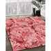 Patterned Light Coral Pink Rug in Family Room, pat3129rd