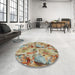 Round Patterned Sienna Brown Novelty Rug in a Office, pat3129