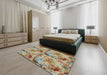 Machine Washable Transitional Sienna Brown Rug in a Bedroom, wshpat3129