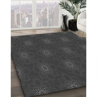 Patterned Charcoal Black Rug, pat313gry