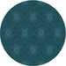 Square Patterned Dark Cyan Green Rug, pat313lblu