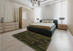 Patterned Midnight Gray Rug in a Bedroom, pat3130brn