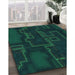 Machine Washable Transitional Deep Teal Green Rug in a Family Room, wshpat3130lblu