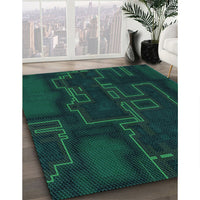 Patterned Deep Teal Green Rug, pat3130lblu