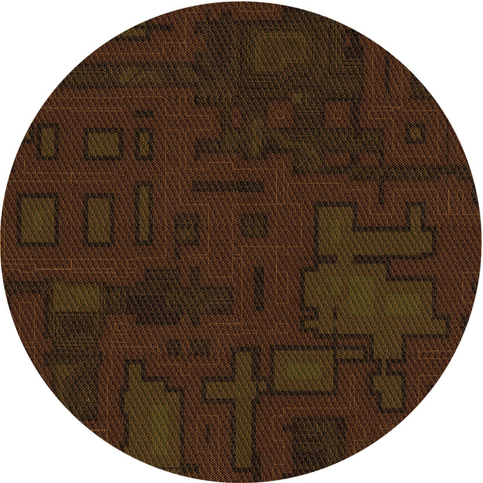 Square Patterned Dark Bronze Brown Rug, pat3131org