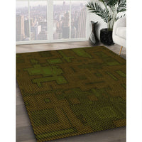 Patterned Dark Bronze Brown Rug, pat3131yw