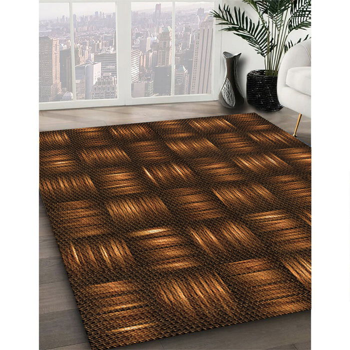 Patterned Mahogany Brown Rug in Family Room, pat3132org