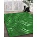 Machine Washable Transitional Dark Green Rug in a Family Room, wshpat3133grn