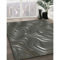 Patterned Charcoal Black Novelty Rug, pat3133