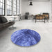 Round Patterned Sky Blue Rug in a Office, pat3134blu