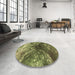 Round Patterned Green Rug in a Office, pat3134brn