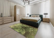 Patterned Green Rug in a Bedroom, pat3134brn