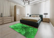 Patterned Green Rug in a Bedroom, pat3134grn