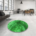 Round Patterned Green Rug in a Office, pat3134grn