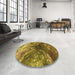 Round Patterned Dark Bronze Brown Rug in a Office, pat3134org