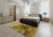 Patterned Dark Bronze Brown Rug in a Bedroom, pat3134org